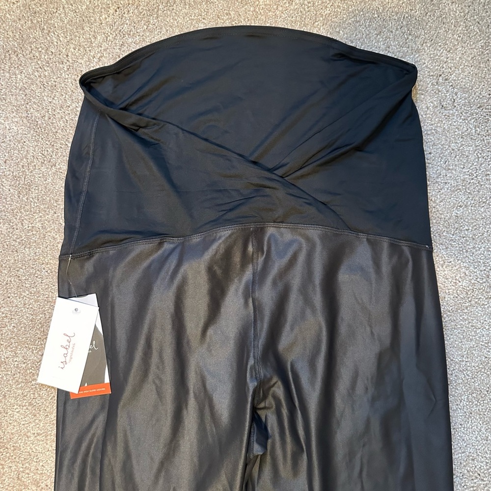 Black High Gloss Maternity Leggings